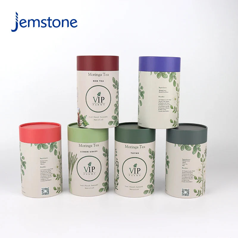 Eco-Friendly Custom Food Grade Kraft Cardboard Spice Powder Coffee Bean Tea Paper Tube Cylinder Packaging Tube Boxes for Tea