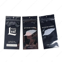Glossy Aluminum Foil Laminated Rolling Tobacco Packaging Bags Window Zip Plastic Mylar 3 Side Seal Cigars Wrap for Pet Food