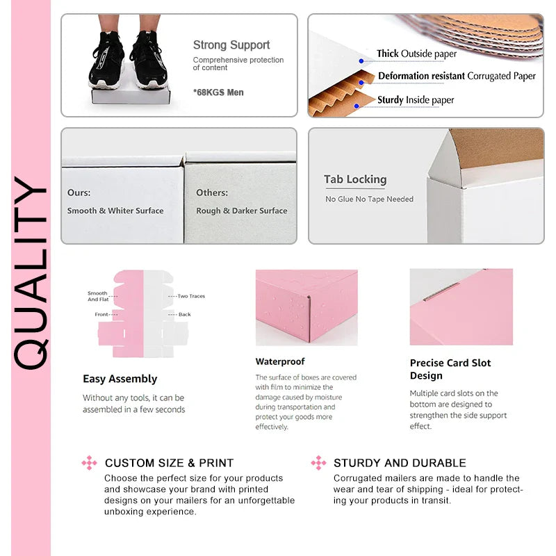 EU Wholesale Custom Logo Printed Small Size Unique Corrugated Shipping Boxes Cardboard Skincare Mailer Clothing Packing Box