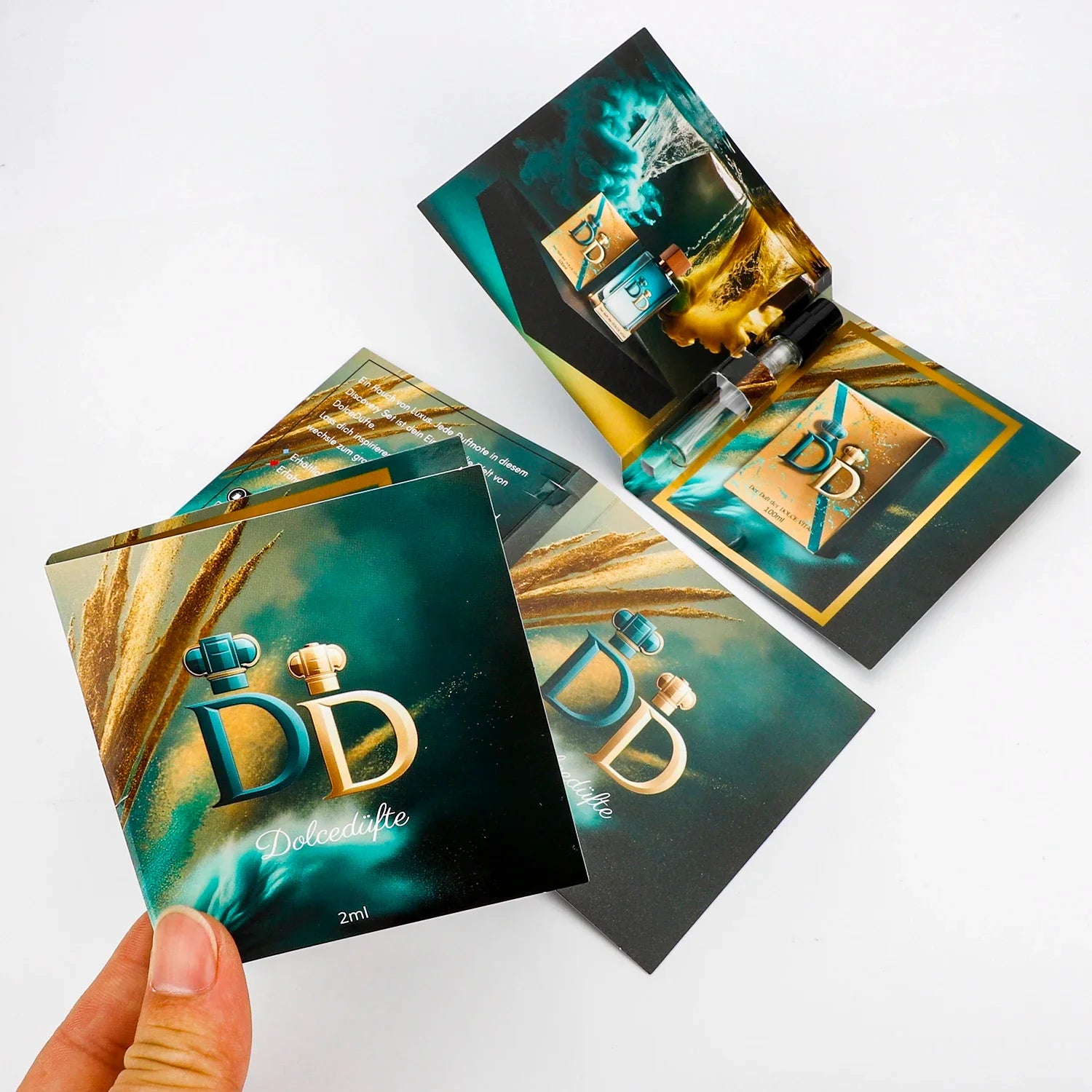 Custom Digital Printing Logo 1ml 2ml Fragrance Tester Spray Holder Mini Perfume Sample Cards Perfume Sample Bottles with Card