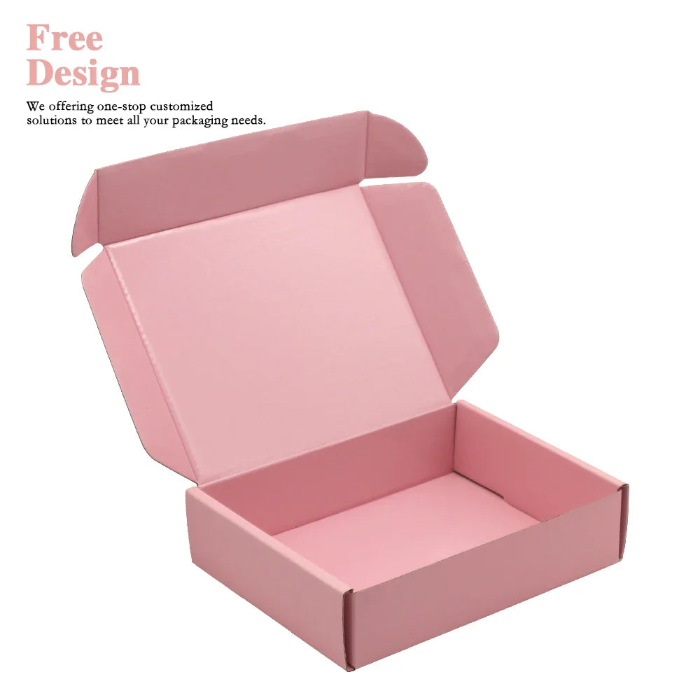 Customized Luxury Personalized Matte Pink Shipping Mailing Parcel Package Paper Lash Packaging Boxes for Clothing