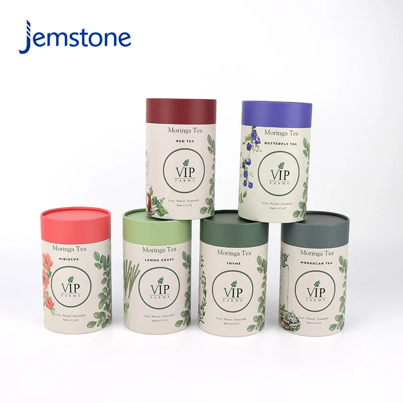 Printed Food Grade Kraft Cardboard Spice Powder Coffee Bean Tea Paper Tube Cylinder Packaging Tube Boxes for Tea