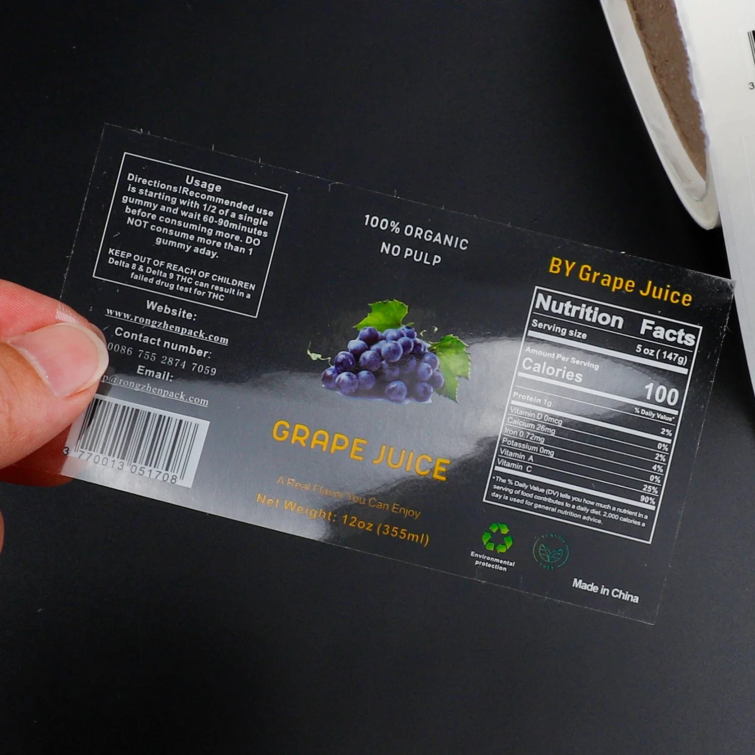 Personalized Drink Label Sticker Waterproof Customized Roll Printing Vinyl Bopp Beverage Juice Bottle with Labels for Bottle