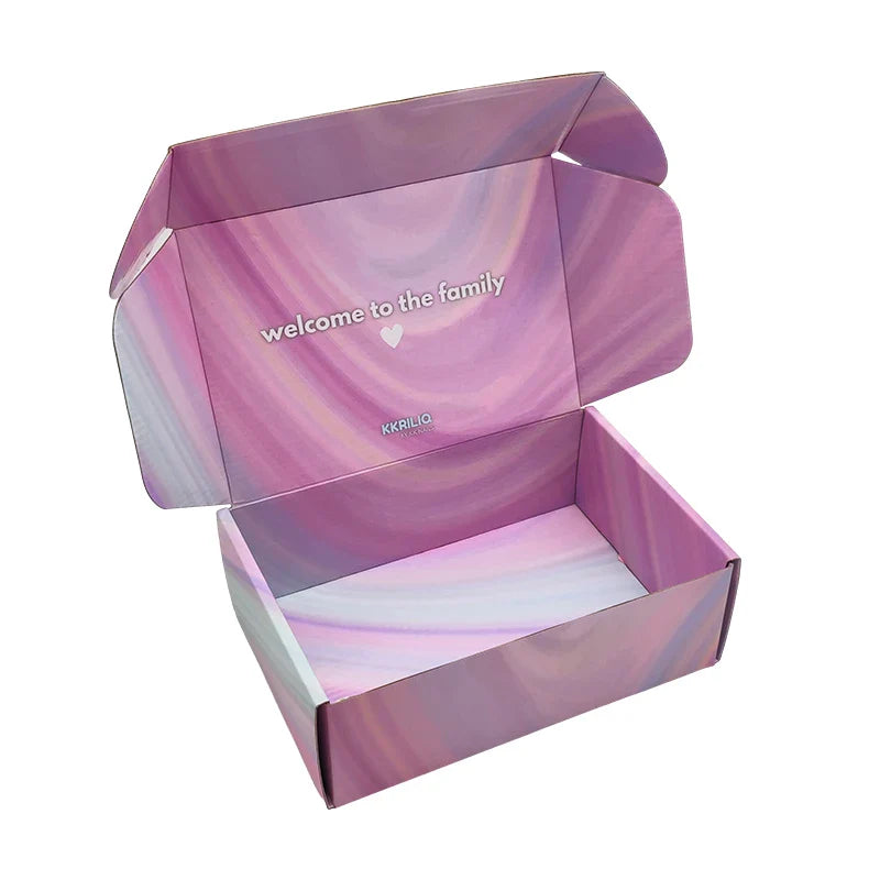 Custom Corrugated Kraft Box Recyclable Pink Express Mailer for Wedding Clothing and Underwear Shoes Socks Subscription Box
