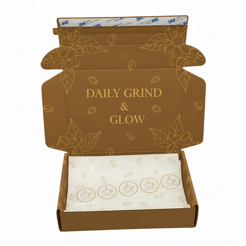 EU Custom Luxury Kraft Corrugated Mailer Subscription Cafe Bean Tea Coffee Packaging Paper Boxes for Coffee Brands