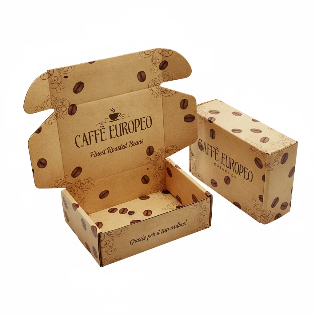 EU Custom Luxury Kraft Corrugated Mailer Subscription Cafe Bean Tea Coffee Packaging Paper Boxes for Coffee Brands