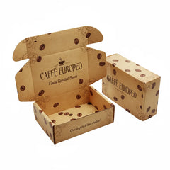 EU Custom Luxury Kraft Corrugated Mailer Subscription Cafe Bean Tea Coffee Packaging Paper Boxes for Coffee Brands