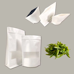 Tea Packaging Ziplock Bags White Kraft Paper Bag Kraft Stand up Pouch Customized Kraft Paper Shipping Bag With Windows