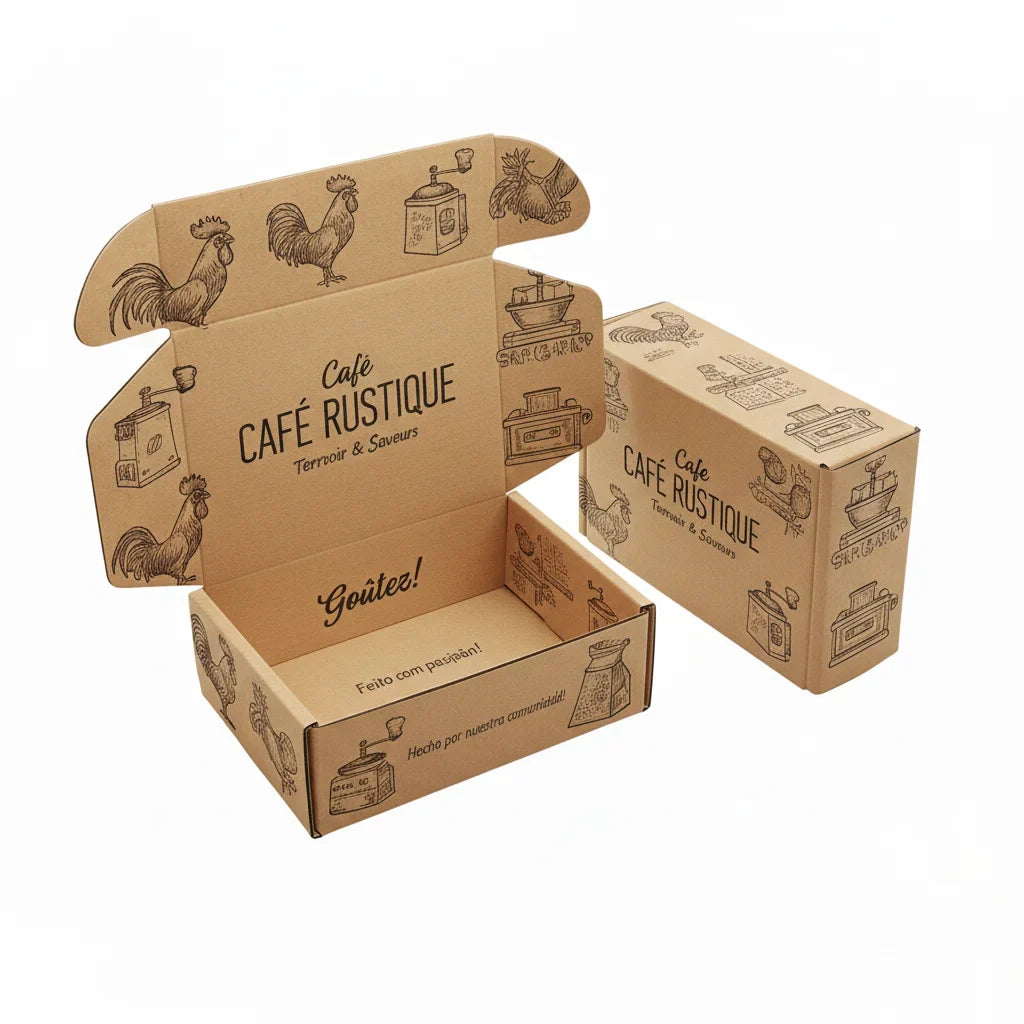 EU Custom Luxury Kraft Corrugated Mailer Subscription Cafe Bean Tea Coffee Packaging Paper Boxes for Coffee Brands